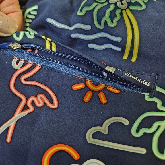 Chubbies Mens Neon Tropical Flamingo Palm Tree Swim Trunks Navy Blue XXL - Picture 6 of 11